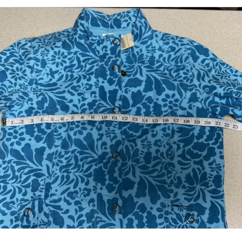 Coldwater Creek Damask Blue Medium Full Zip With Snaps Jacket New with TAG - Picture 4 of 10